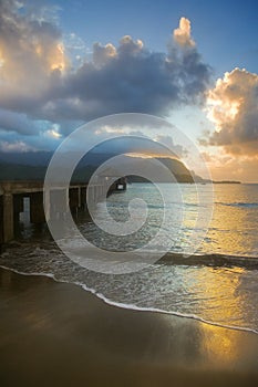 Sunset at Hanalei, Kauai Island photo