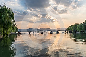 Sunset at the Hangzhou West Lake