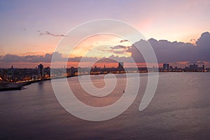 Sunset on Havana Bay skyline