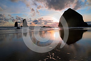 Sunset on Haystack Rock