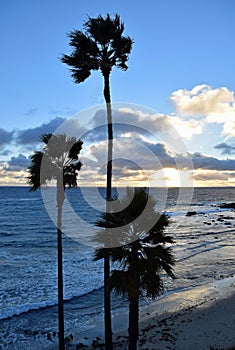 Sunset at Heisler Park in Laguna Beach, California.