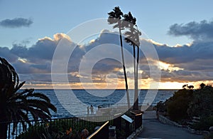 Sunset at Heisler Park in Laguna Beach, California.