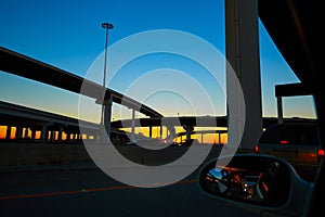 Sunset in Highway with bridges in Houston