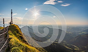 Sunset hike to the Hochgrat on the Nagelfluhkette near Oberstaufen