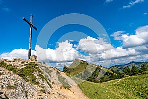 Sunset hike to the Hochgrat on the Nagelfluhkette near Oberstaufen