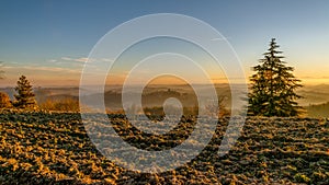 Sunset on the hills of Montferrat during winter photo