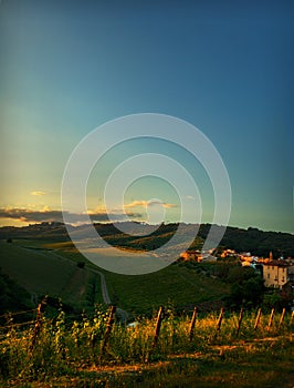 Sunset in the hills of Tuscany