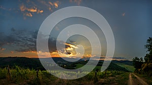 Sunset in the hills of Tuscany