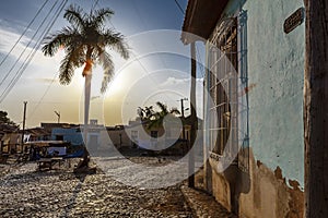 Sunset in the historical center of Trinidad, Cuba photo