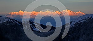 Sunset hitting mountain chine