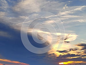 Sunset horizon sky colorfully clouds backgrounds