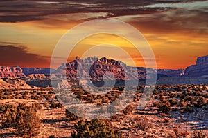 Sunset in the horizon at Zion National Park.