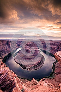 Sunset at Horseshoe Bend - Grand Canyon with Colorado River - Located in Page, Arizona, USA