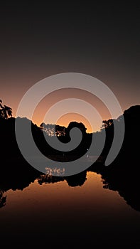 Sunset at Horto Florestal Lake Reflection photo