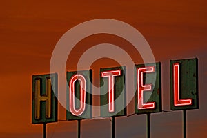 Hotel Sign at Sunset