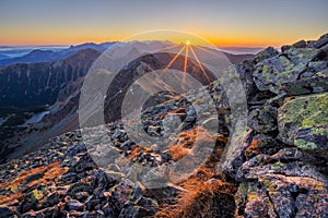 Sunset at Hruba Kopa mountain at West Tatras