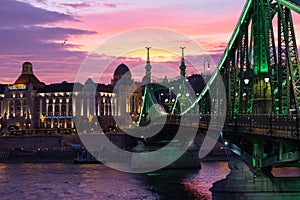 Liberty Bridge Budapest Hungary Sunset