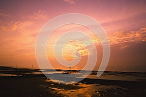 Sunset on Hunstanton beach.