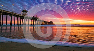 Sunset of Huntington Beach photo