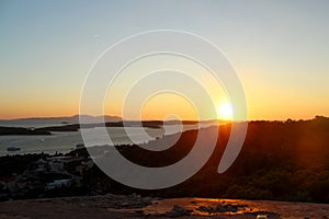 Sunset with sea view in Hvar, Croatia