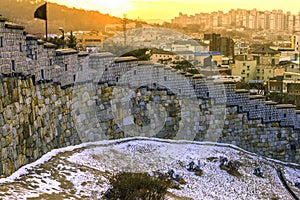 Sunset at Hwaseong fortress,South Korea