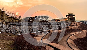 Sunset of Hwaseong Fortress in Suwon