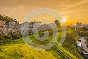 Sunset at Hwaseong Fortress in Suwon, South Korea