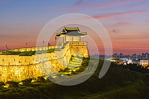 Sunset at Hwaseong Fortress in Suwon, South Korea