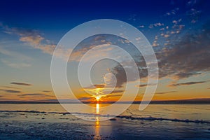 sun strip on the ice