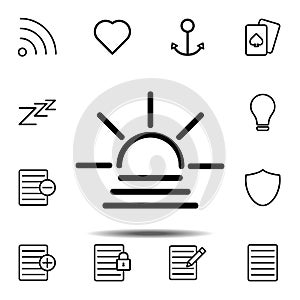 Sunset icon. Simple thin line, outline vector element of minimalistic, web icons set for UI and UX, website or mobile application