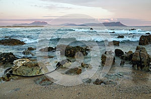 Sunset in idyllic beach of Kleinmond