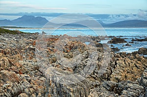 Sunset in idyllic beach of Kleinmond