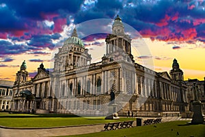Sunset Image of City Hall, Belfast Northern Ireland