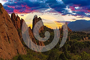 Sunset Image of the Garden of the Gods. photo