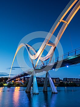 Sunset at Infinity Bridge on the River Tees. Stockton-on-Tees