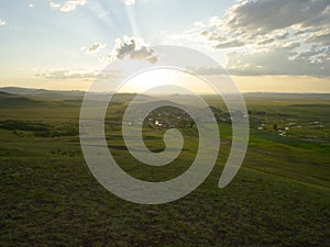 Sunset at in Inner Mongolia grassland