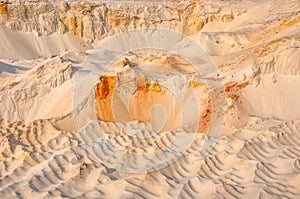 Sunset ironstone dunes background.Quarry backdrop.