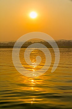 Sunset on Irrawaddy river