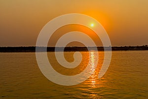 Sunset on Irrawaddy river