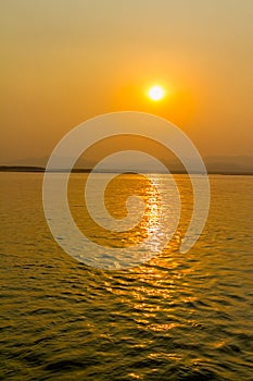 Sunset on Irrawaddy river