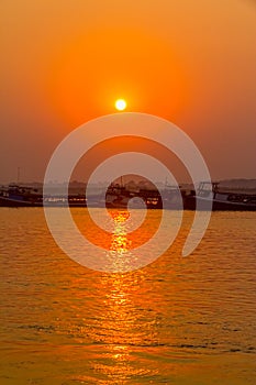 Sunset on Irrawaddy river