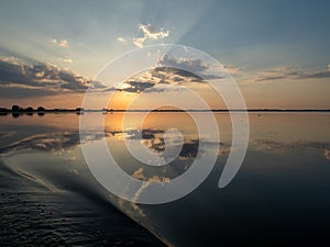 Sunset on Isac lake, Danube Delta, Romania