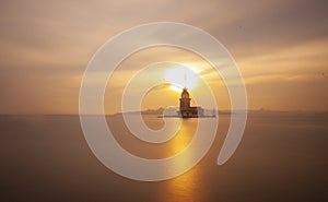 Sunset in ÃÂ°stanbul Bosphorus with maiden tower