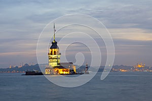 Sunset in ÃÂ°stanbul Bosphorus with maiden tower