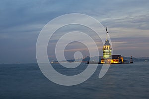 Sunset in ÃÂ°stanbul Bosphorus with maiden tower