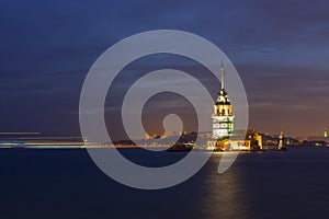 Sunset in ÃÂ°stanbul Bosphorus with maiden tower