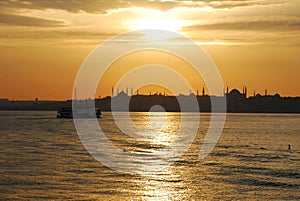 Sunset on Bosporus Istanbul, Turkey photo