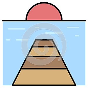 Sunset jetty icon, Summer vacation related vector