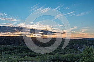 Sunset in Jokulsargljufur in Vatnajokull national park in Iceland