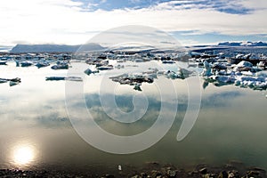 Sunset on Jokulsarlon lagoon - Iceland